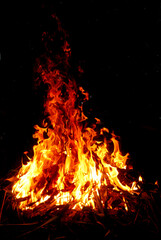 Fototapeta na wymiar fire was burning in the dark