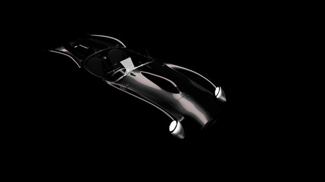 silhouette of black vintage sports car