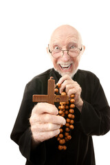 Priest warding off evil