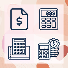 Simple set of expense related lineal icons