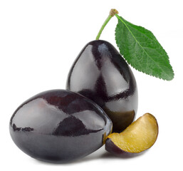 Fresh plums isolated on white