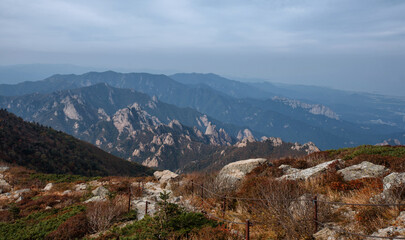 Trail near the Summit of Seorak Mountain, South Korea (Daecheongbong)