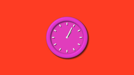 New pink color 3d wall clock isolated on red background,Counting down 3d wall clock