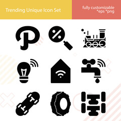Simple set of ways related filled icons.