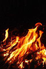 fire was burning in the dark