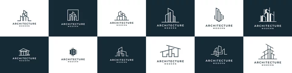 Fotobehang Set of building logo design inspiration © suneo_99