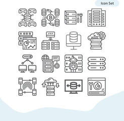 Simple set of tennis player related lineal icons.