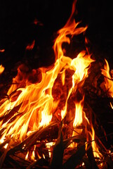 fire was burning in the dark