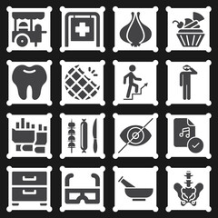 16 pack of medicine  filled web icons set