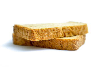 slices of bread on a white background
