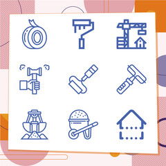 Simple set of 9 icons related to mental synthesis