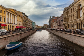 Naklejka premium St.Peterburg. Russia. River in Saint Petersburg Russia. Saint Petersburg with its buildings.