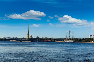 Neva river in Saint Petersburg. Russia. Autumn day.