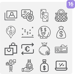 Simple set of credit related lineal icons.