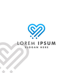 Love digital logo. heart icon design vector illustration