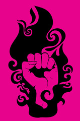 Raised pink female fist