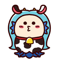 牛柄のかわいいアマビエ