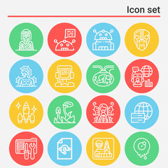 16 pack of sci  lineal web icons set