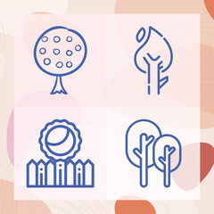 Fototapeta premium Simple set of oak related lineal icons