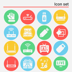 16 pack of acoustic  filled web icons set