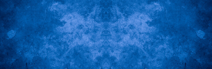 Old wall pattern texture cement blue dark abstract  blue color design are light with black gradient background.