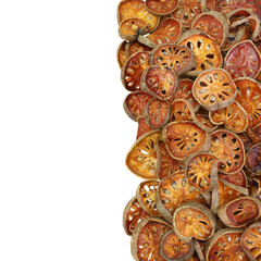 Bael fruit dried with isolated on white background