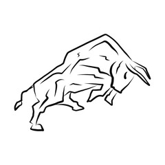 Vectorial illustration, head healthy ferocious bull on a white background