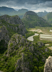 Beautiful Nature Mountains top view (Khao Dang) Sam Roi Yot National Park. Prachuap Khiri Khan, Thailand.