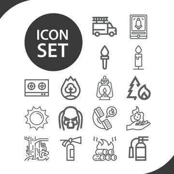 Simple set of warm related lineal icons.