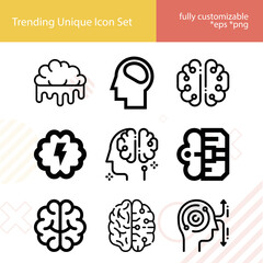 Simple set of cortical related lineal icons.