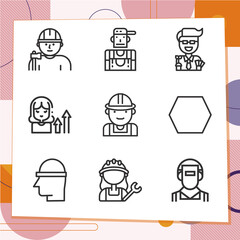 Simple set of 9 icons related to foreman