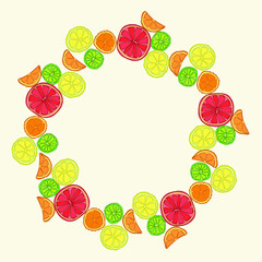 Cute Hand-drawn Frame with Citrus