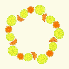 Cute Hand-drawn Frame with Oranges