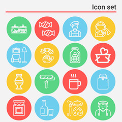 16 pack of vase  lineal web icons set