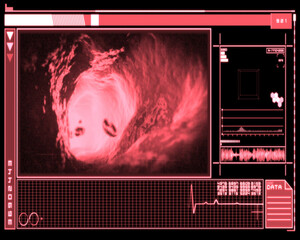 Pink and black digital interface showing vein interior