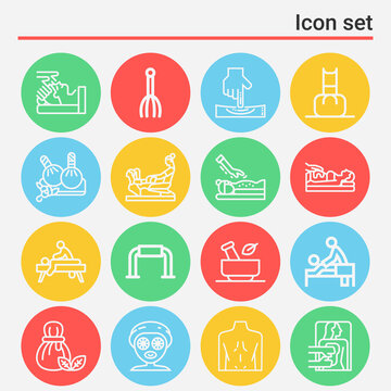 16 pack of rubbing  lineal web icons set