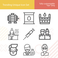 Simple set of aging related lineal icons.