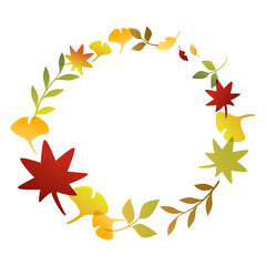 秋の落ち葉フレームイラスト