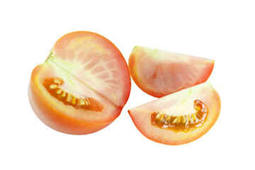 Red tomatoes cut isolated on white background