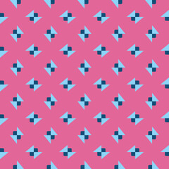 Vector seamless pattern texture background with geometric shapes, colored in pink, blue colors.