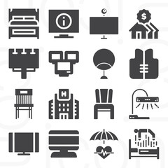 16 pack of living  filled web icons set