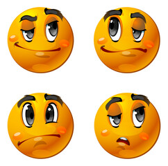 Fototapeta premium A set of confused emoticons, a vector image isolated on a white background.