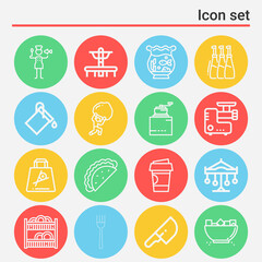 16 pack of spoon  lineal web icons set