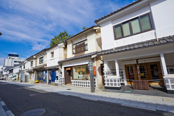 Nakamachi is a street lined by several nicely preserved, old buildings, Matsumoto city, Chubu, Japan.