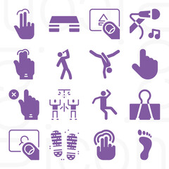 16 pack of dancing  filled web icons set