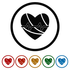 Heart rate ring icon, color set