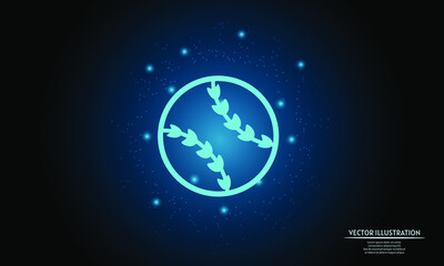 glowing basaaeball ball on dark blue background of the space with shining stars. sport background