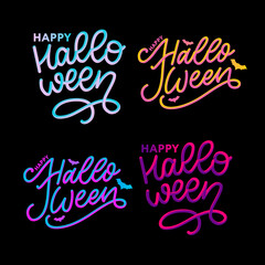 Happy Halloween Text Banner, Vector lettering calligraphy 3d set