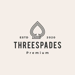 three spade hipster vintage logo vector icon illustration
