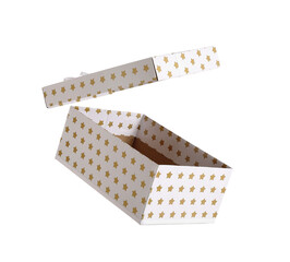 Flying gift box on white background